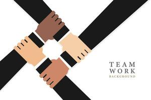 Team work background. Different hands, cultural and ethnic diversity. vector