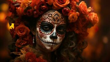 Time Honored Day of the Dead Festivities, Generative Ai photo