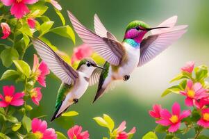 Hummingbird colorful in the wild nature.ai generated photo