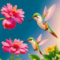 Hummingbird colorful in the wild nature.ai generated photo