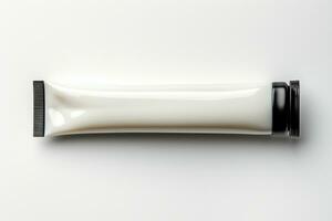 Top view Isolated ointment tube on white, ready for text insertion AI Generated photo