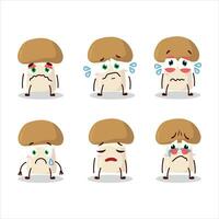 Champignon in cartoon character with sad expression vector