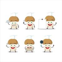 Cartoon character of champignon with various chef emoticons vector