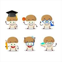 School student of champignon cartoon character with various expressions vector