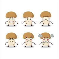 Champignon cartoon character with various angry expressions vector