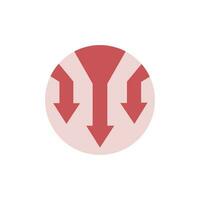 Perspective arrows down diagram. Arrow logo pointing down in circle. Business concept. Isolated vector. vector