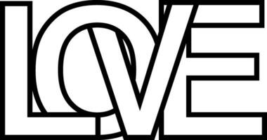 Word love, letter outlines intersection lettering, sign love lettering vector