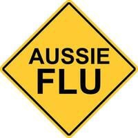 Yellow triangle warning sign, Caution Flu aussie Shots Ahead Flu vector