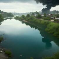 urbano contaminación y ambiental daño, generativo ai foto