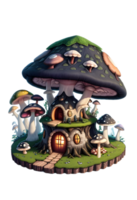 Mushroom House PNG Transparent Background Ai Generative