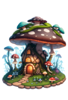 Mushroom House PNG Transparent Background Ai Generative