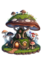 Mushroom House PNG Transparent Background Ai Generative