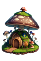 Mushroom House PNG Transparent Background Ai Generative