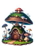 Mushroom House PNG Transparent Background Ai Generative