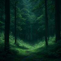 Idyllic Daylight Forest Landscape, Ai Generative photo