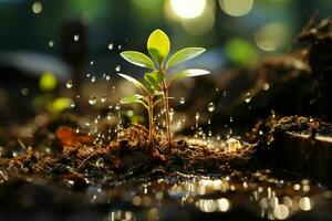 Nature's sunshine cultivates money growth in fertile soil, business thrives AI Generated photo