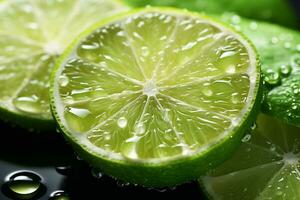 verano vibras, un refrescante Lima rebanada, Perfecto para comida fotografía ai generado foto