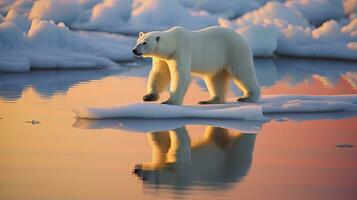 a polar bear on ice floe. generative ai photo