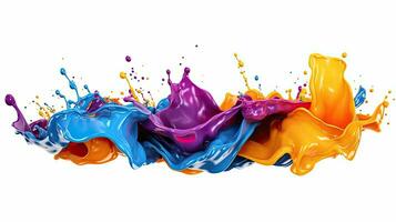 Mix colored liquid splashes. oil or ink splashing dynamic motion, design elements for advertising isolated on white background . Colorful. Generative ai photo