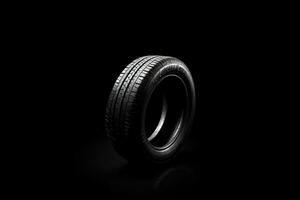 Car tires on dark background. Generative AI photo