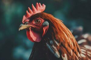 Chicken head closeup. Generate Ai photo