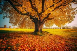 Autumn tree yellow. Generate Ai photo