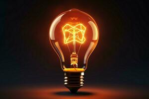 3D rendered tungsten light bulb radiates in a black background AI Generated photo