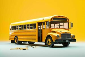 el amarillo colegio autobús toma centrar etapa en esta educativo tema ai generado foto