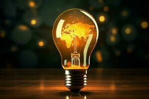 Glowing glass light bulb symbolizes the birth of innovative ideas AI Generated photo