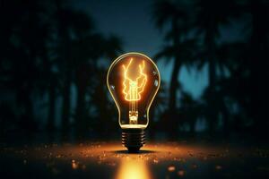 In the shadows, the light bulb outline kindles the flames of creativity AI Generated photo