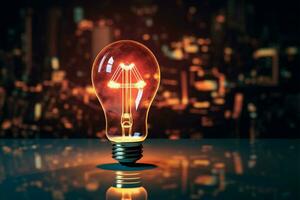 A marketing themed light bulb represents innovation for knowledge and growth AI Generated photo