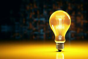 Business brilliance, 3D rendering brings a light bulb idea to life AI Generated photo