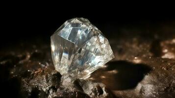 diamante es raro precioso natural geológico Roca en degradado antecedentes en bajo llave, aislar. ai generado. foto