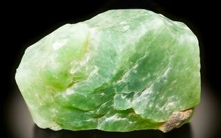 Jadeite is rare precious natural geological stone on gradient background in low key, isolate. AI generated. photo