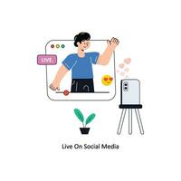 En Vivo en social medios de comunicación plano estilo diseño vector ilustración. valores ilustración