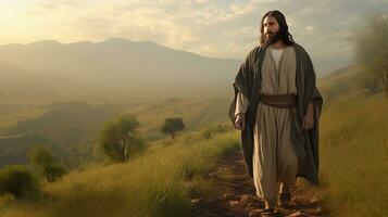 Jesús Cristo cristiano católico dios, religioso símbolo de salvador de cerca. ai generado. foto