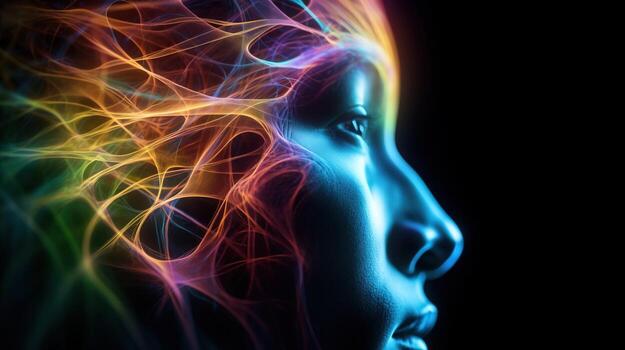 Digital technologies of the future. Communications of artificial intelligence. AI generated. photo