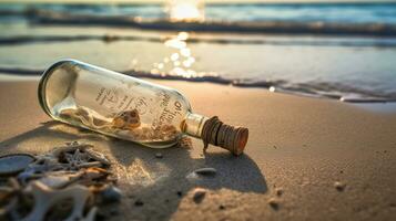 Unlocking Secrets and Stories of a Captivating Message in a Bottle, Generative AI photo