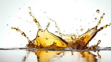 Cooking oil splash on white background, AI Generative photo