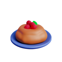 pudding with berries 3d breakfast icon png