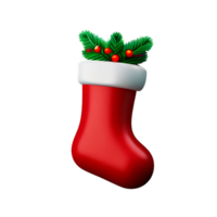 christmas 3d red stockings with mistletoe illustration png