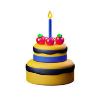 Birthday cake 3d rendering icon illustration png