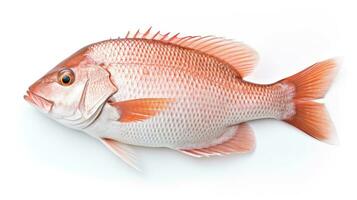 A snapper fish. Top view of Raw fish white snapper on white background. Generative Ai photo