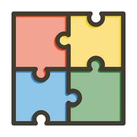 Puzzle Vector Thick Line Filled Colors Icon For Personal And Commercial Use.