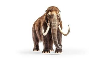 A woolly mammoth, prehistoric mammal isolated with shadow on white background. elephant mammoth. Generative Ai photo