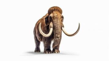 A woolly mammoth, prehistoric mammal isolated with shadow on white background. elephant mammoth. Generative Ai photo