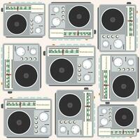 Retro radio player flat design vector illustration on white background.