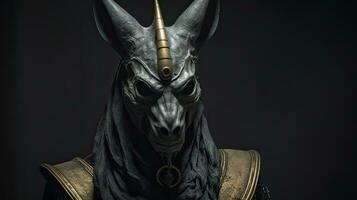 Ancient Egyptian god of death and the world of the dead, the terrible Anubis. Fantasy character of Egypt. Generative Ai photo