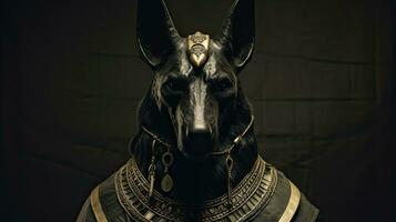 antiguo egipcio Dios de muerte y el mundo de el muerto, el terrible anubis. fantasía personaje de Egipto. generativo ai foto