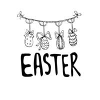 Hand written Easter phrases .Greeting card text templates with Easter eggs isolated on white background. Happy easter lettering modern calligraphy style. vector